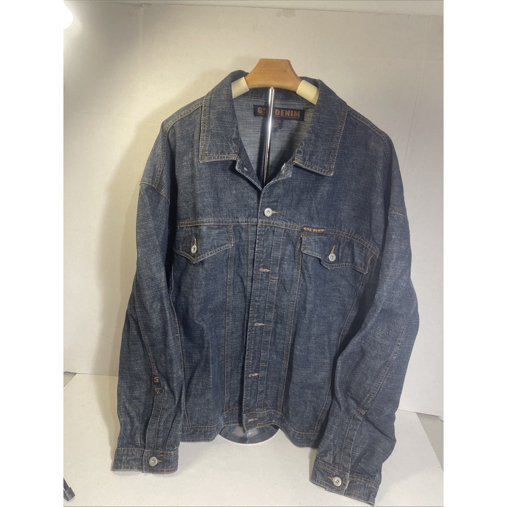 GSL Men's Denim Heavyweight Jacket Size XXL Made In Italy Metal Buttons